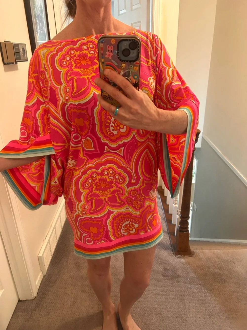 Trina Turk 25th Anniversary Morning Sunrise Swim Cover Tunic Kafta psychedelic - Picture 9 of 15
